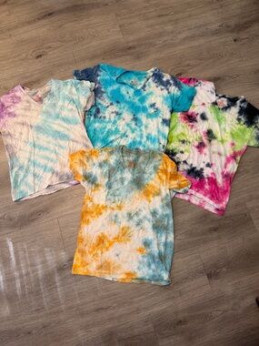 Hanes Men's Short Sleeve Tie-Dye Tee - Blue, Orange, Pink & Green